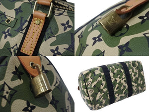新品同様 ルイ ヴィトン LOUIS VUITTON モノグラモ フラージュ スピーディ 35 バッグ カモフラ グリーン M95773 村上隆 中古 55532
