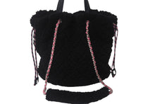 Load image into Gallery viewer, 極美品 CHANEL シャネル ココネージュ ココマーク 2WAY チェーン トートバッグ 28番台 ブラック ピンク パイル 中古 55540