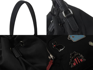 PRADA プラダ ハンドバッグ ロボ パッチ 2WAYショルダーバッグ 1BH097 ナイロン ブラック シルバー金具 美品 中古 55545