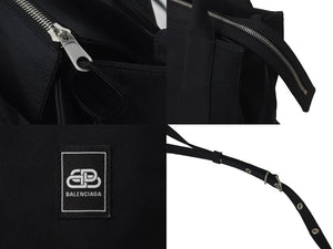 BALENCIAGA バレンシアガ トートバッグ トレードS ブラック 620884 2WAY コットンキャンバス シルバー金具 美品 中古 5555