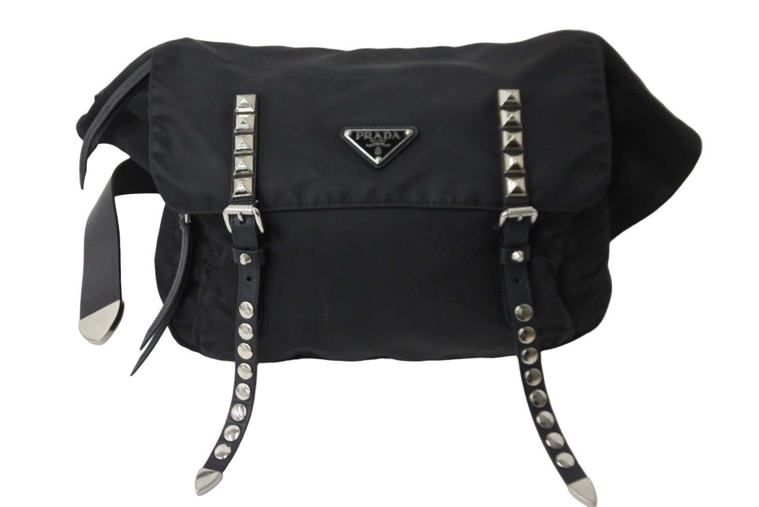 PRADA プラダ ナイロン スタッズ ショルダーバッグ ブラック 