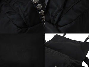 PRADA プラダ ナイロン スタッズショルダーバッグ ブラック トライアングルロゴ シルバー金具 黒レザー 中古 55554 