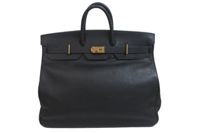 HERMES エルメス ボストンバッグ オータクロア 50 □E刻印 フィヨルド ブラック系 ブロンズ金具 美品 中古 55555