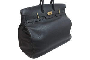 HERMES エルメス ボストンバッグ オータクロア 50 □E刻印 フィヨルド ブラック系 ブロンズ金具 美品 中古 55555