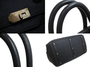 HERMES エルメス ボストンバッグ オータクロア 50 □E刻印 フィヨルド ブラック系 ブロンズ金具 美品 中古 55555