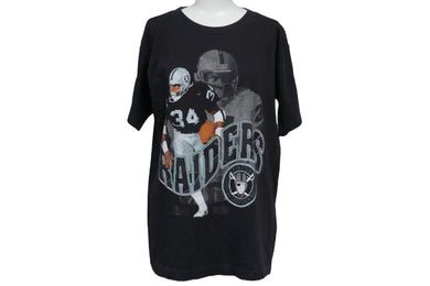 RAIDERS Bo Jackson ラスベガス レイダース ボー ジャクソン NFL ヴィンテージ 半袖Ｔシャツ ブラック コットン M 良品 中古 55556