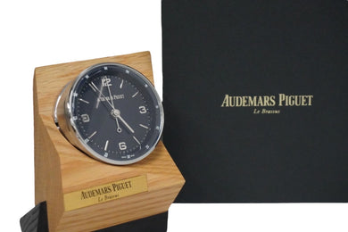 新品未使用 AUDEMARS PIGUET オーデマピゲ 置き時計 CODE 11.59 ステンレス クォーツ シルバー ネイビー文字盤 アラーム 55567
