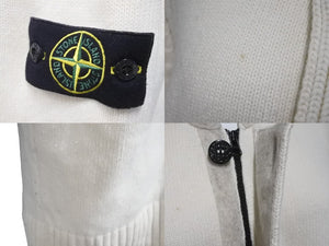 STONE ISLAND ストーンアイランド ダブルジップスタンドニットカーディガン ニット ホワイト ウール 6915564A3 良品 中古 55568
