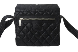 CHANEL シャネル コココクーン ココマーク 14番台 ショルダーバッグ ブラック ナイロン レザー 美品 中古 55570