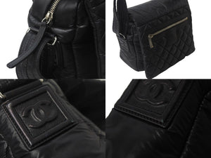 CHANEL シャネル コココクーン ココマーク 14番台 ショルダーバッグ ブラック ナイロン レザー 美品 中古 55570