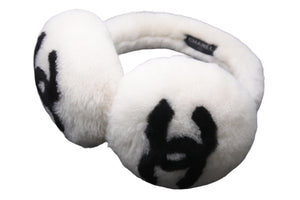 極美品 CHANEL シャネル ココマーク イヤーマフラー 耳当て ファー ホワイト 中古 55571