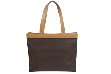 CELINE セリーヌ ハンドバッグ トートバッグ バック ワンショルダー マカダム ブラウン PVC レザー 中古 55575