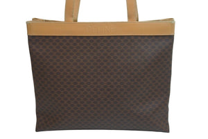 CELINE セリーヌ ハンドバッグ トートバッグ バック ワンショルダー マカダム ブラウン PVC レザー 中古 55575