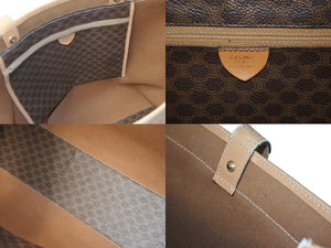CELINE セリーヌ ハンドバッグ トートバッグ バック ワンショルダー マカダム ブラウン PVC レザー 中古 55575
