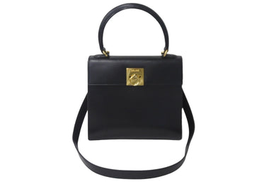 CELINE セリーヌ ケリー ハンドバッグ ショルダーバッグ 2way ブラック レザー カーフ ゴールド金具 中古 55577