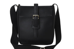 BURBERRY バーバリー ショルダーバッグ 斜め掛け レザー ブラック 黒 シルバー金具 美品 中古 55950
