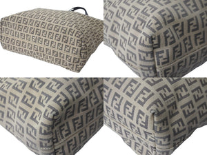 FENDI フェンディ ズッキーノ トートバッグ キャンバス レザーファブリック ダークブラウン ベージュ 良品 中古 55595 