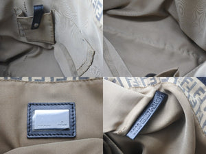 FENDI フェンディ ズッキーノ トートバッグ キャンバス レザーファブリック ダークブラウン ベージュ 良品 中古 55595 