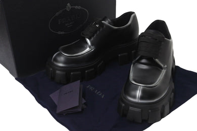 以前同様 PRADA プラダ モノリス ブラッシュドレザー レースアップサンダル 2EE356_3LMH_F0I89 サイズ6 中古 55611 