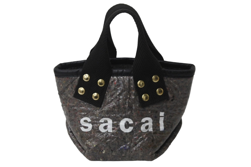 Sacai サカイ トートバッグ サウンドプルーフ トートバッグ スモール グレー 21SS ゴールド金具 美品 中古 55622 