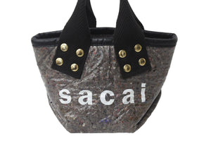 Sacai サカイ トートバッグ サウンドプルーフ トートバッグ スモール グレー 21SS ゴールド金具 美品 中古 55622 