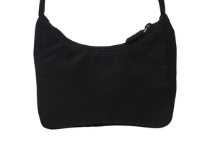 極美品 PRADA プラダ ハンドバッグ ワンショルダー MV515 ホーボー ミニバッグ 三角 ブラック シルバー金具 中古 55626 