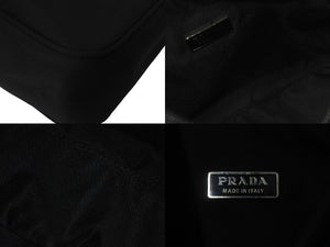 極美品 PRADA プラダ ハンドバッグ ワンショルダー MV515 ホーボー ミニバッグ 三角 ブラック シルバー金具 中古 55626 
