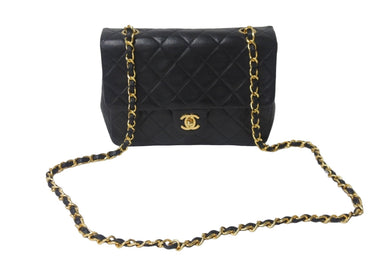 CHANEL シャネル チェーンショルダーバッグ ミニマトラッセ20cm 1番台 ラムスキン ブラック ゴールド金具 美品 中古 55630