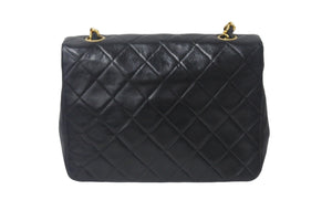 CHANEL シャネル チェーンショルダーバッグ ミニマトラッセ20cm 1番台 ラムスキン ブラック ゴールド金具 美品 中古 55630