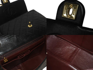 CHANEL シャネル チェーンショルダーバッグ ミニマトラッセ20cm 1番台 ラムスキン ブラック ゴールド金具 美品 中古 55630