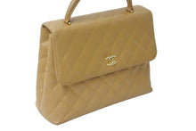 Load image into Gallery viewer, CHANEL シャネル ハンドバッグ トップハンドル キャビアスキン ベージュ ゴールド金具 ターンロック 美品 中古 55635