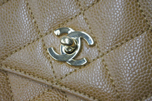 CHANEL シャネル ハンドバッグ トップハンドル キャビアスキン ベージュ ゴールド金具 ターンロック 美品 中古 55635