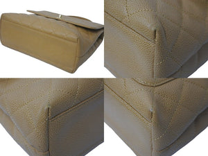 CHANEL シャネル ハンドバッグ トップハンドル キャビアスキン ベージュ ゴールド金具 ターンロック 美品 中古 55635