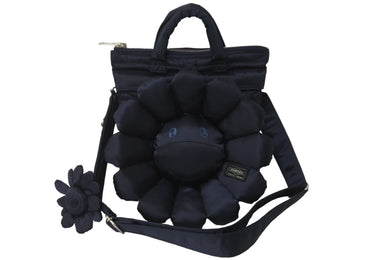極美品 PORTER × 村上隆 コラボ ヘルメットフラワーショルダーバッグ 2WAY フラワーストラップ ナイロン ネイビー 中古 55649