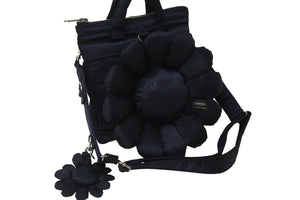 極美品 PORTER × 村上隆 コラボ ヘルメットフラワーショルダーバッグ 2WAY フラワーストラップ ナイロン ネイビー 中古 55649