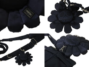 極美品 PORTER × 村上隆 コラボ ヘルメットフラワーショルダーバッグ 2WAY フラワーストラップ ナイロン ネイビー 中古 55649