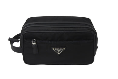 PRADA プラダ クラッチバッグ セカンドバッグ ブラック ナイロン 2NA8192DMH シルバー金具 美品 中古 55650