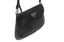 Load image into Gallery viewer, PRADA プラダ 2WAYバッグ クレオ ブラッシュドレザー ミニバッグ ホーボー 1BH188 ブラック シルバー金具 美品 中古 55655