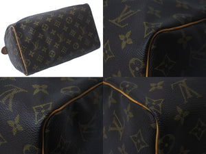 極美品 LOUIS VUITTON ルイヴィトン ボストンバッグ モノグラム M41528 スピーディ25 ブラウン ゴールド金具 中古 55663