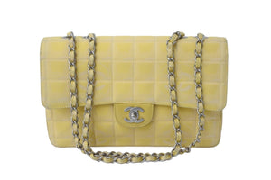 CHANEL シャネル ニュートラベルライン チョコバー チェーン ショルダーバッグ ココマーク イエロー 7番台 美品 中古 55676