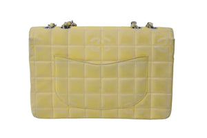 CHANEL シャネル ニュートラベルライン チョコバー チェーン ショルダーバッグ ココマーク イエロー 7番台 美品 中古 55676
