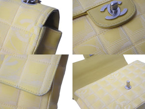 CHANEL シャネル ニュートラベルライン チョコバー チェーン ショルダーバッグ ココマーク イエロー 7番台 美品 中古 55676