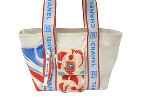 CHANEL シャネル ハンドバッグ サーフボード キーホルダー 10番台 2006年 コットンキャンバス スポーツライン 良品 中古 55678