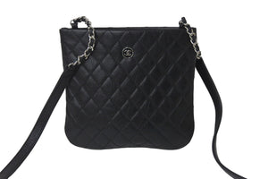 極美品 CHANEL シャネル ココボタン チェーンショルダーバッグ キルティング 27番台 カーフ ブラック シルバー金具 中古 55680