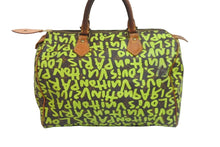 Load image into Gallery viewer, LOUIS VUITTON ルイヴィトン モノグラム グラフィティ スピーディ30 ボストンバッグ M93706 ブラウン グリーン 中古 55689