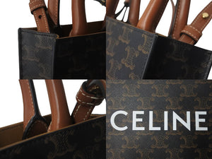 極美品 CELINE セリーヌ ミニ バーティカルカバ 2WAY ショルダーバッグ ブラウン トリオンフ ロゴ 鞄 斜め掛け 中古 55698