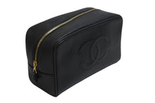 Load image into Gallery viewer, CHANEL シャネル 化粧ポーチ ブラック キャビアスキン ココマーク ゴールド金具 3番台 美品 中古 55706
