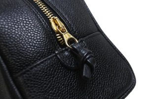 CHANEL シャネル 化粧ポーチ ブラック キャビアスキン ココマーク ゴールド金具 3番台 美品 中古 55706