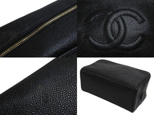 Load image into Gallery viewer, CHANEL シャネル 化粧ポーチ ブラック キャビアスキン ココマーク ゴールド金具 3番台 美品 中古 55706