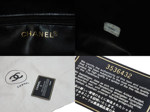 CHANEL シャネル 化粧ポーチ ブラック キャビアスキン ココマーク ゴールド金具 3番台 美品 中古 55706